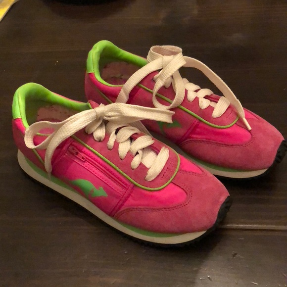 lime green and pink sneakers